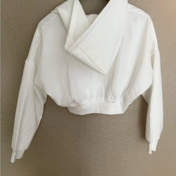 ALO Yoga Women's Ivory Zip-Up Cropped Hoodie - Picture 3 of 4